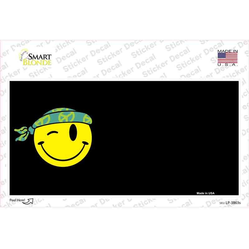 LP-3863s-M 6 x 3 in. Winking Peace Smiley Offset Novelty Sticker Decal - Medium