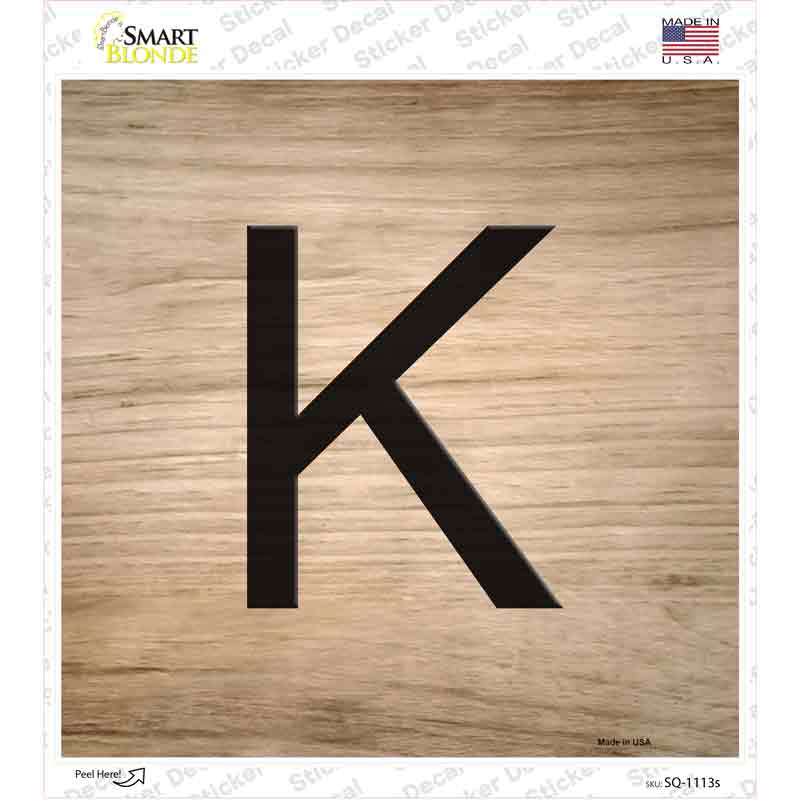 SQ-1113s-M 6 x 6 in. K Letter Tile Novelty Square Sticker Decal - Medium