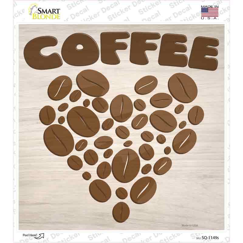 SQ-1149s-M 6 x 6 in. Love Coffee Novelty Square Sticker Decal - Medium