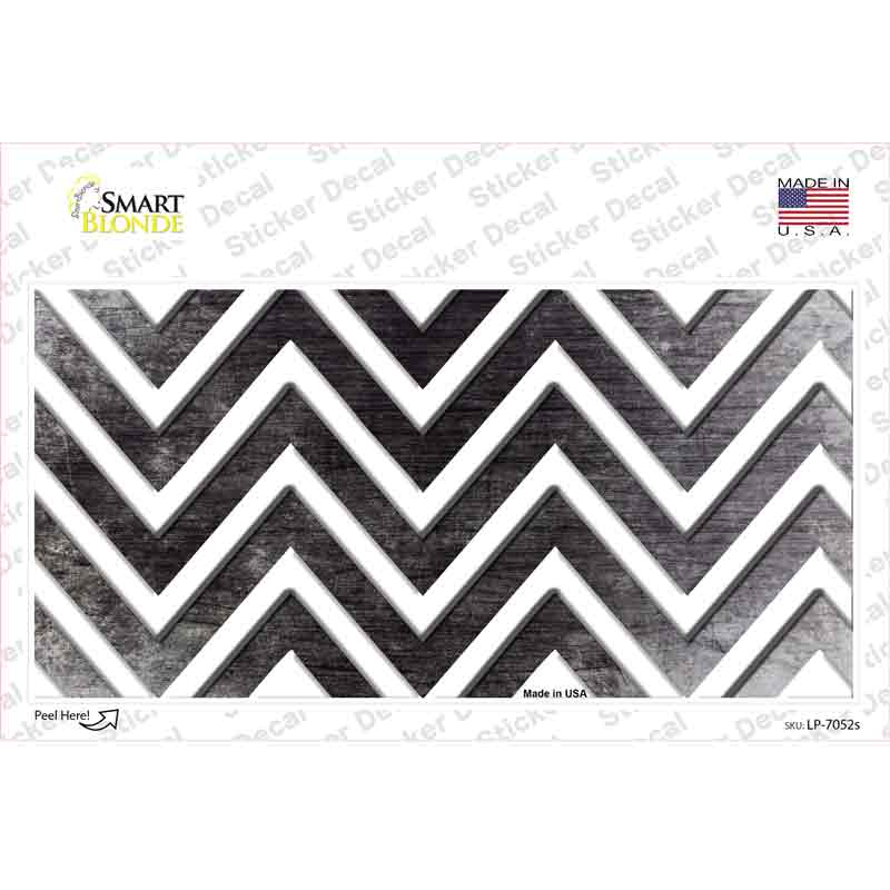 LP-7052s-M 6 x 3 in. Black White Chevron Oil Rubbed Novelty Sticker Decal - Medium