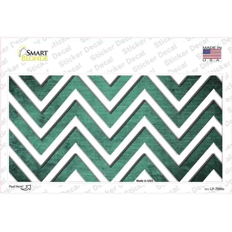 LP-7066s-M 6 x 3 in. Mint White Chevron Oil Rubbed Novelty Sticker Decal - Medium