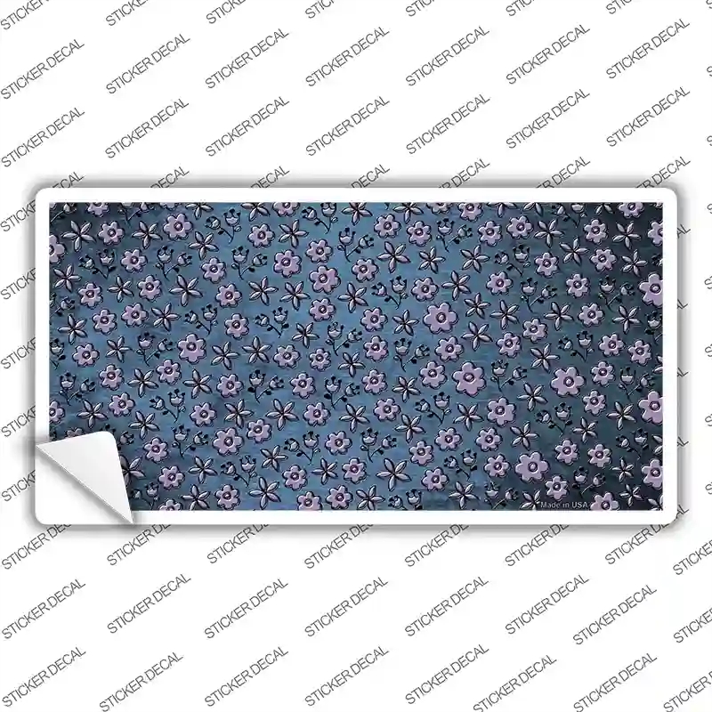 LP-7209s-S 3 x 1.5 in. Light Blue Purple Flowers Oil Rubbed Novelty Sticker Decal - Small