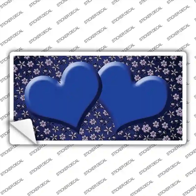 LP-7221s-L 9 x 4.5 in. Blue Purple Flowers Hearts Oil Rubbed Novelty Sticker Decal - Large