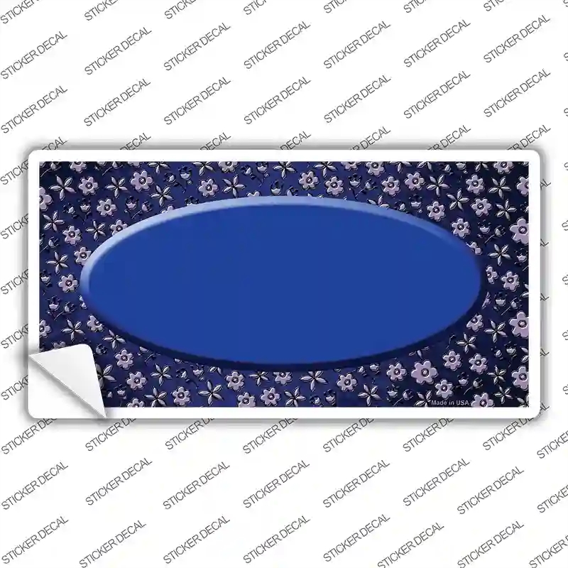 LP-7236s-S 3 x 1.5 in. Blue Purple Flowers Oval Oil Rubbed Novelty Sticker Decal - Small