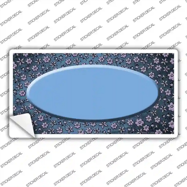 LP-7239s-XL 12 x 6 in. Light Blue Purple Flowers Oval Oil Rubbed Novelty Sticker Decal - Extra Large