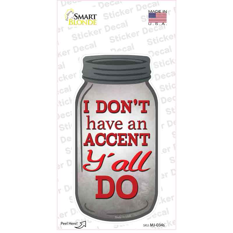 MJ-034s-M 6 x 3 in. No Accent Yall Novelty Mason Jar Sticker Decal - Medium