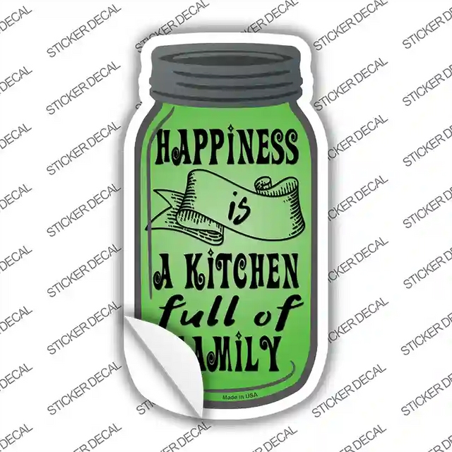 MJ-036s-L 8 x 4 in. Happiness Full Kitchen Novelty Mason Jar Sticker Decal - Large