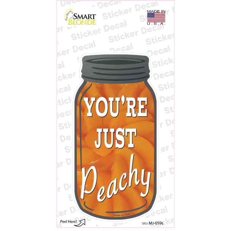 MJ-059s-M 6 x 3 in. Just Peachy Novelty Mason Jar Sticker Decal - Medium