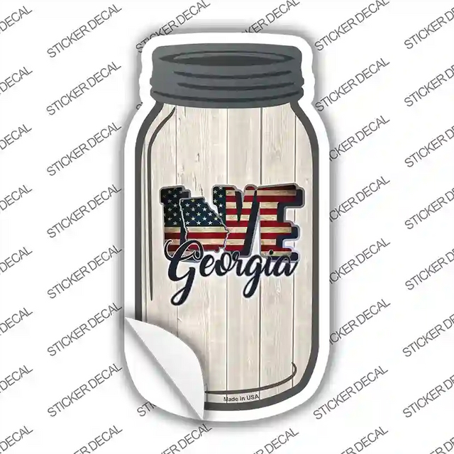MJ-069s-L 8 x 4 in. Love Georgia Silhouette Novelty Mason Jar Sticker Decal - Large