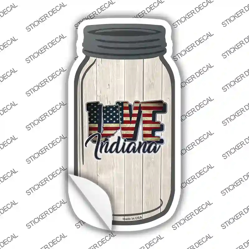 MJ-073s-S 4 x 2 in. Love Indiana Silhouette Novelty Mason Jar Sticker Decal - Small