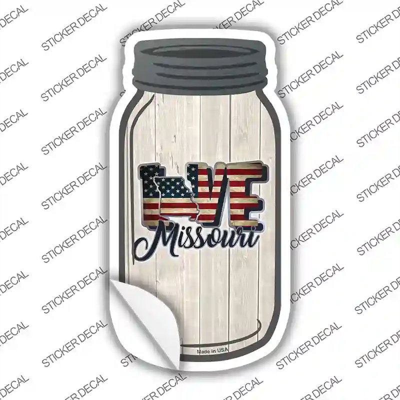 MJ-084s-S 4 x 2 in. Love Missouri Silhouette Novelty Mason Jar Sticker Decal - Small
