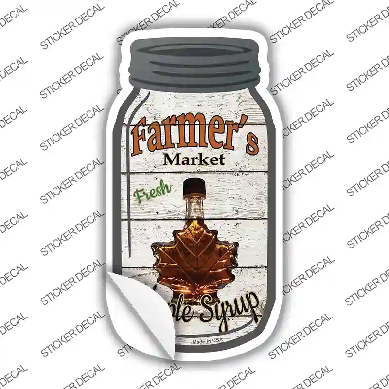 MJ-1000s-S 4 x 2 in. Maple Syrup Farmers Market Novelty Mason Jar Sticker Decal - Small