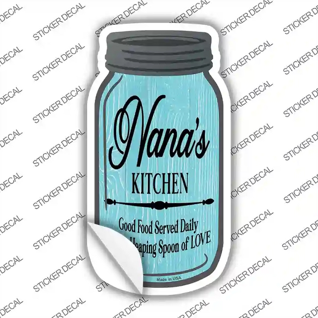 MJ-142s-L 8 x 4 in. Nanas Kitchen Love Novelty Mason Jar Sticker Decal - Large