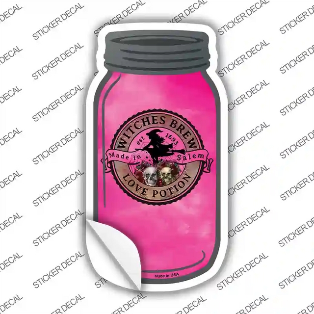 MJ-149s-L 8 x 4 in. Love Potion Pink Novelty Mason Jar Sticker Decal - Large