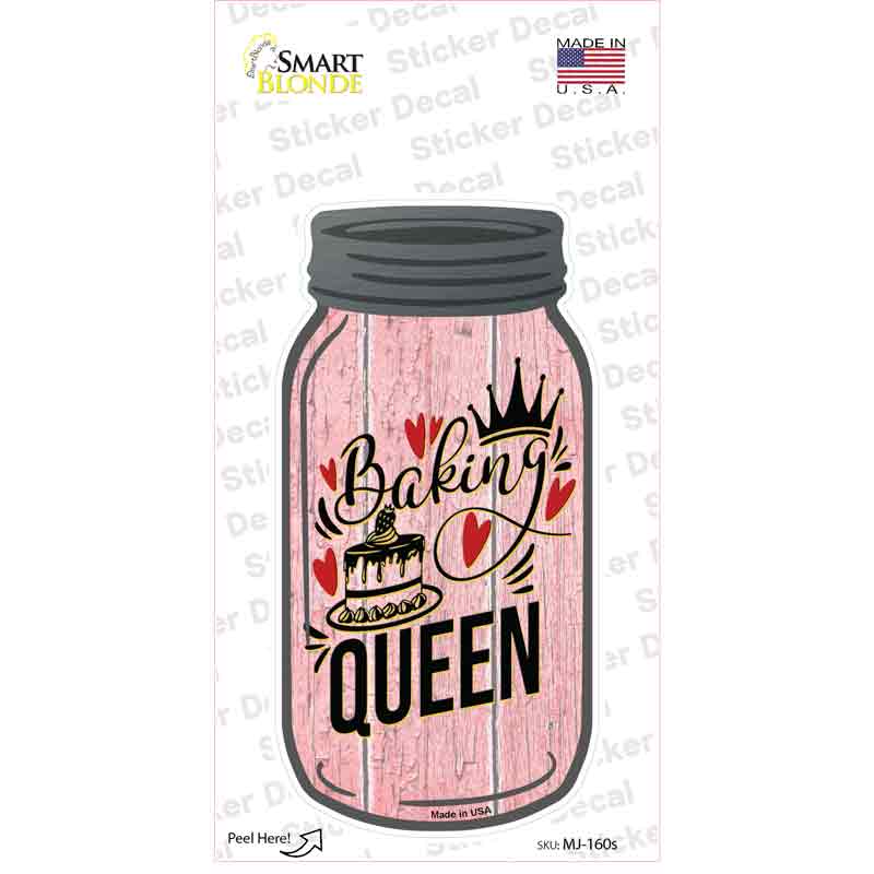 MJ-160s-M 6 x 3 in. Baking Queen Novelty Mason Jar Sticker Decal - Medium