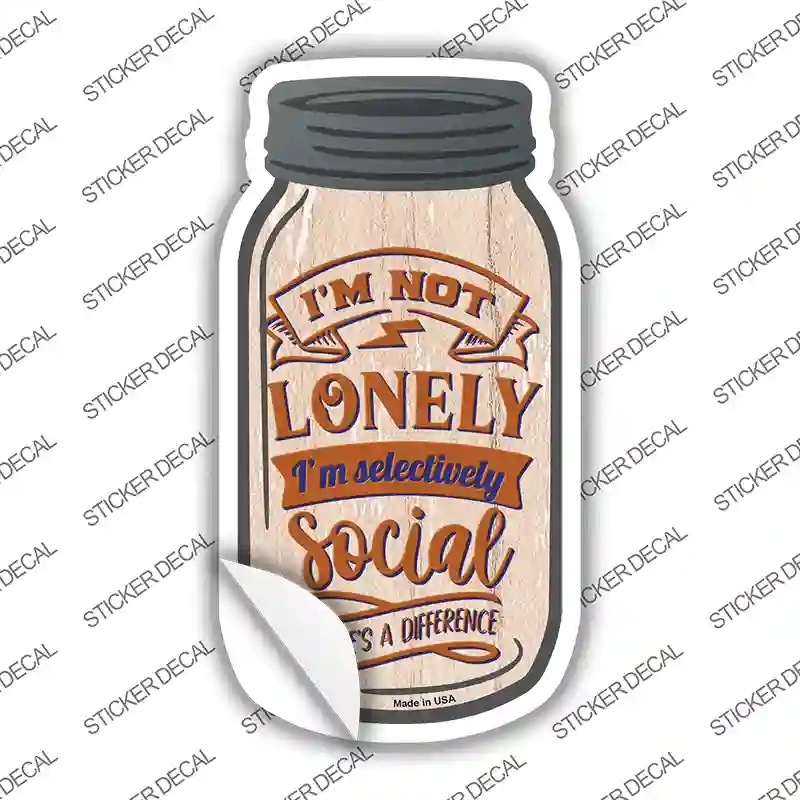 MJ-327s-S 4 x 2 in. Selectively Social Novelty Mason Jar Sticker Decal - Small