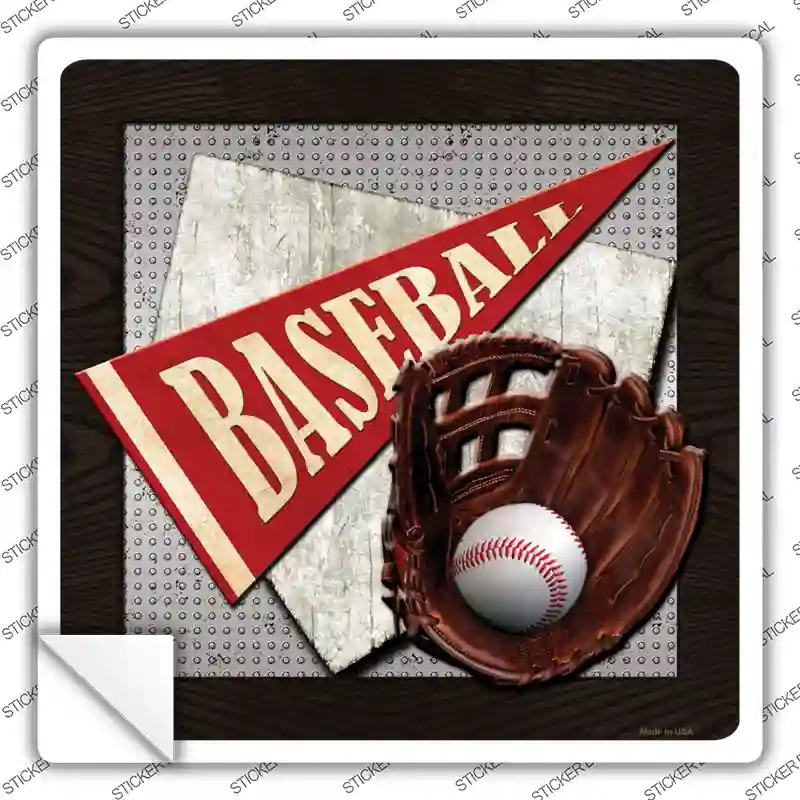 SQ-079s-S 3 x 3 in. Baseball Novelty Square Sticker Decal - Small