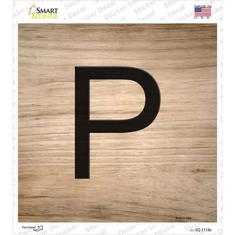 SQ-1118s-M 6 x 6 in. P Letter Tile Novelty Square Sticker Decal - Medium