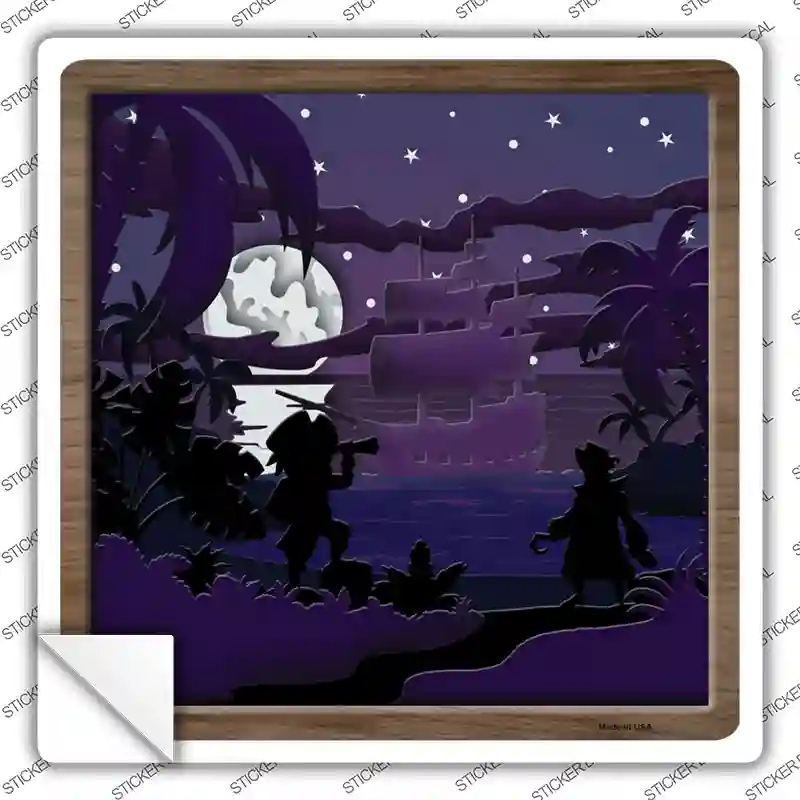 SQ-1350s-S 3 x 3 in. Pirates Shadow Box Novelty Square Sticker Decal - Small