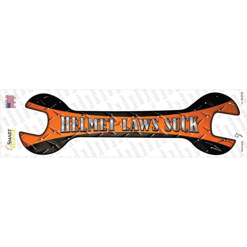 W-073s-M 8 x 2.5 in. Helmet Laws Suck Novelty Wrench Sticker Decal - Medium