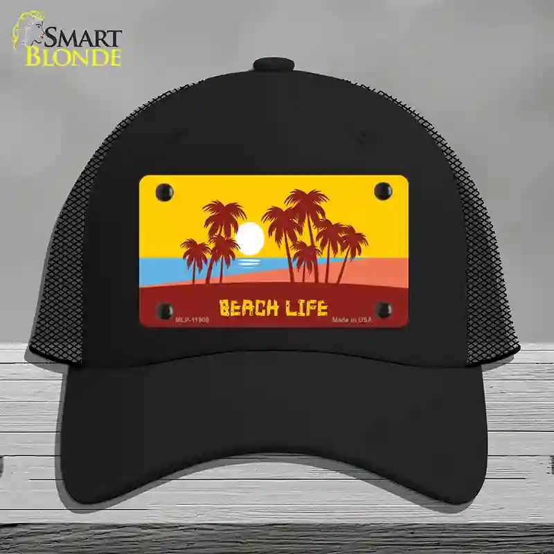 HAT01-MLP-11900 4 x 2.2 in. Beach Life Novelty License Plate Hat, Black - Mesh