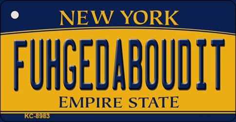 KC-8983 Fuhgedaboudit New York State License Plate Key Chain - 3.5 x 2 in.