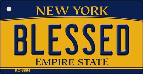 KC-8994 Blessed New York State License Plate Key Chain - 3.5 x 2 in.