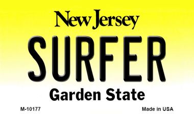M-10177 Surfer New Jersey State License Plate Magnet - 3.5 x 2 in.