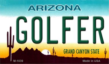 M-1039 Golfer Arizona State License Plate Magnet - 3.5 x 2 in.