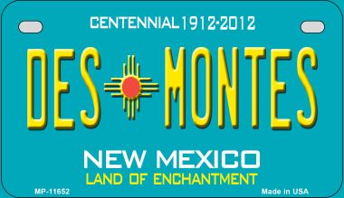 Des Montes Teal New Mexico Novelty Metal Motorcycle Plate MP-11652