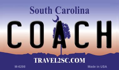 M-6298 Coach South Carolina State License Plate Magnet - 3 x 6 in.