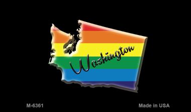 M-6361 Washington State Outline Rainbow Magnet - 3 x 6 in.