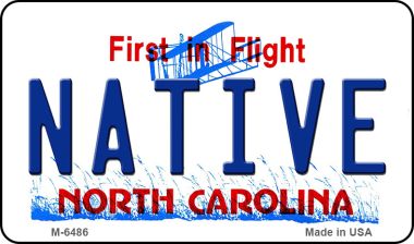 M-6486 Native North Carolina State License Plate Magnet - 3 x 6 in.