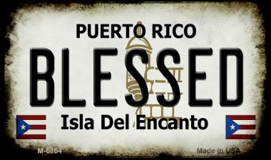 M-6864 Blessed Puerto Rico State License Plate Magnet - 3 x 6 in.