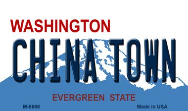M-8686 China Town Washington State License Plate Magnet - 3 x 6 in.