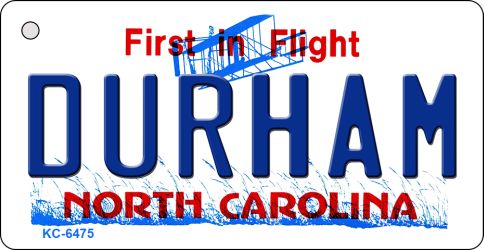 KC-6475 Durham North Carolina State License Plate Key Chain - 3 x 6 in.