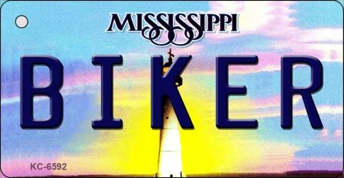 KC-6592 Biker Mississippi State License Plate Key Chain - 3 x 6 in.