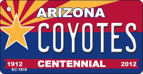 KC-1816 Coyotes Arizona Centennial State License Plate Key Chain - 1.5 x 3 in.
