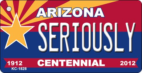 KC-1828 Seriously Arizona Centennial State License Plate Key Chain - 1.5 x 3 in.