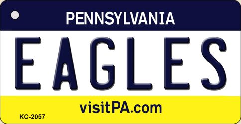 KC-2057 Eagles Pennsylvania State License Plate Key Chain - 1.5 x 3 in.