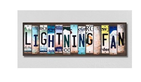 WS-432 Lightning Fan License Plate Strips Novelty Wood Signs - 12 x 12 in.