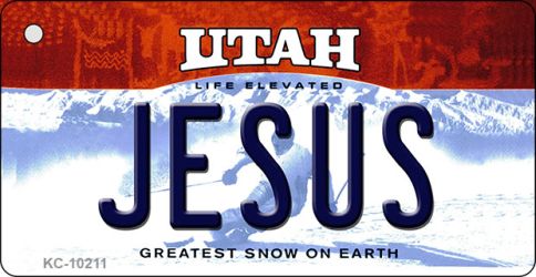KC-10211 Jesus Utah State License Plate Key Chain - 1.5 x 3 in.