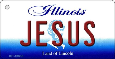KC-10305 Jesus Illinois State License Plate Key Chain - 9 x 12 in.