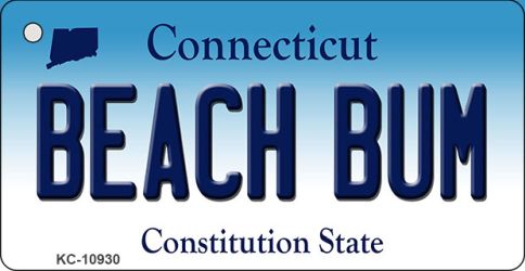 KC-10930 Beach Bum Connecticut State License Plate Key Chain - 1 x 2 in.