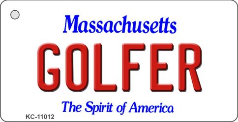 KC-11012 Golfer Massachusetts State License Plate Key Chain - 1 x 2 in.