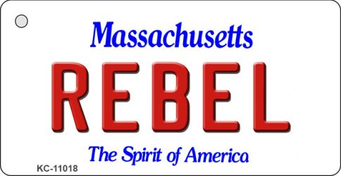 KC-11018 Rebel Massachusetts State License Plate Key Chain - 1 x 2 in.