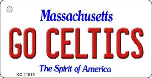 KC-11019 Go Celtics Massachusetts State License Plate Key Chain - 1 x 2 in.