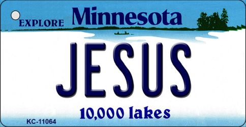 KC-11064 Jesus Minnesota State License Plate Novelty Key Chain - 1 x 2 in.