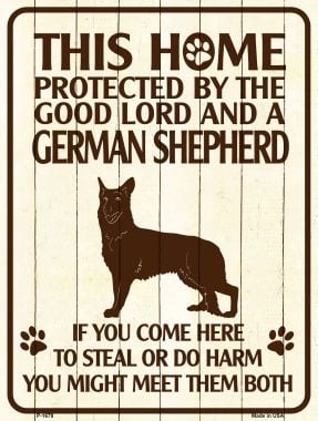 P-1679 This Home Protected By a German Shepherd Metal Novelty Parking Sign - 7 x 4 in -  Smart Blonde