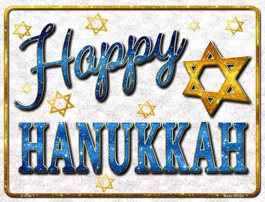 P-1743 Happy Hanukkah Novelty Parking Sign Metal - 7 x 4 in -  Smart Blonde